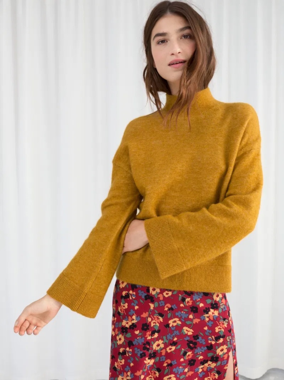& Other Stories Bell Sleeve Turtleneck Mohair Wool Blend Sweater Women’s M